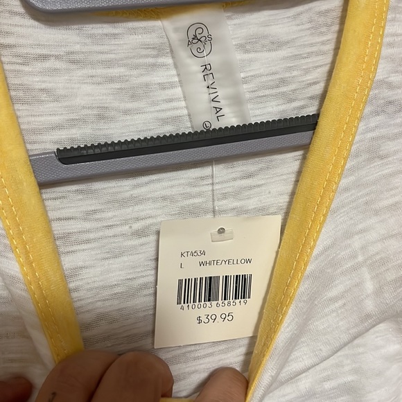 AS Revival (Stand Out For Good) Cinched Sides White/Yellow Tank Top - Picture 3 of 6